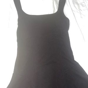 This dress flares out at the bottom and stops a little above the knee.